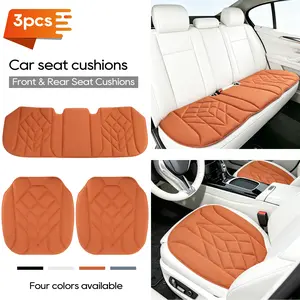 3Pcs Seaweed Fiber Car Seat Cushion Set, Heat-Pressed Integrated Front & Rear Auto Seat Pads, Breathable Non-Slip Seat Protector for Most Sedans & SUVs, 4 Colors Available