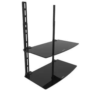 AV Component Shelf For Wall Mounted TV | 2 Tempered Glass Shelves