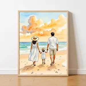 Custom Watercolor Family Canvas Print, Personalized from Your Photo, Natural Wood Frame Wall Art, Preserve Precious Memories, Fast Shipping, Meaningful Family Gift