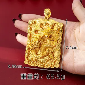Big Dragon Pendant Ancient Dragon Pendant Necklace for Men Retro Fu Character Dragon Pattern Pendant National Trend Long-lasting Jewelry
