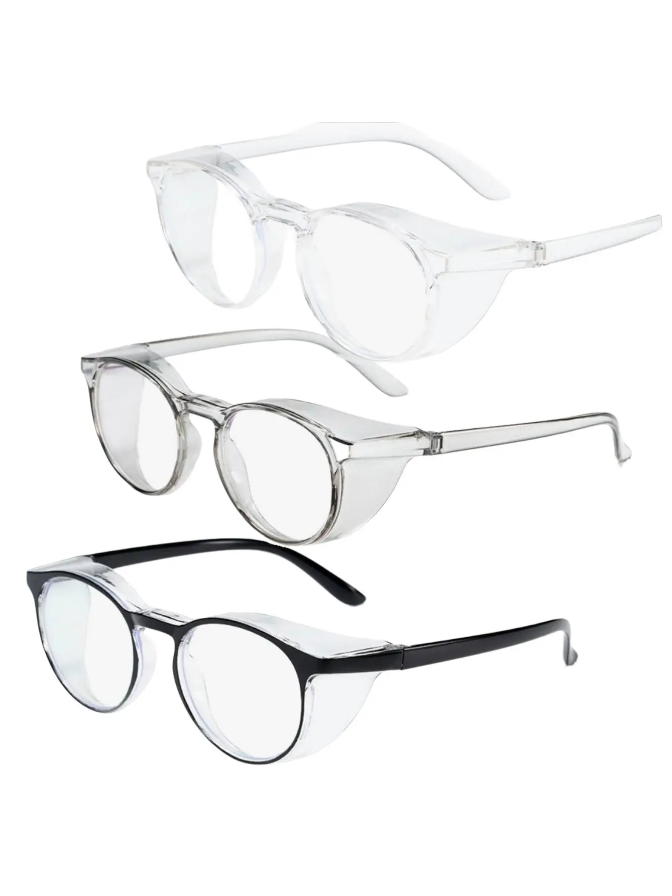 Fashion Safety Glasses with Transparent Lenses, Small Round Frame Rimmed Eyewear, Ideal for Daily Use and Outdoor Activities, Clear Eyeglasses, Lightweight Glasses, Stylish Glasses