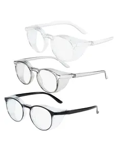 Fashion Safety Glasses with Transparent Lenses, Small Round Frame Rimmed Eyewear, Ideal for Daily Use and Outdoor Activities, Clear Eyeglasses, Lightweight Glasses
