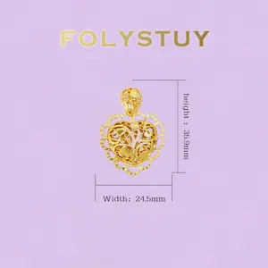 《K146》Size check! 35.9mm x 24.5mm heart pendant that’s not too big, not too small