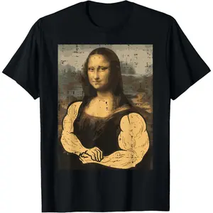 Gym Mona Lisa Muscle Fun Workout Fitness Funny TShirt for Men Women