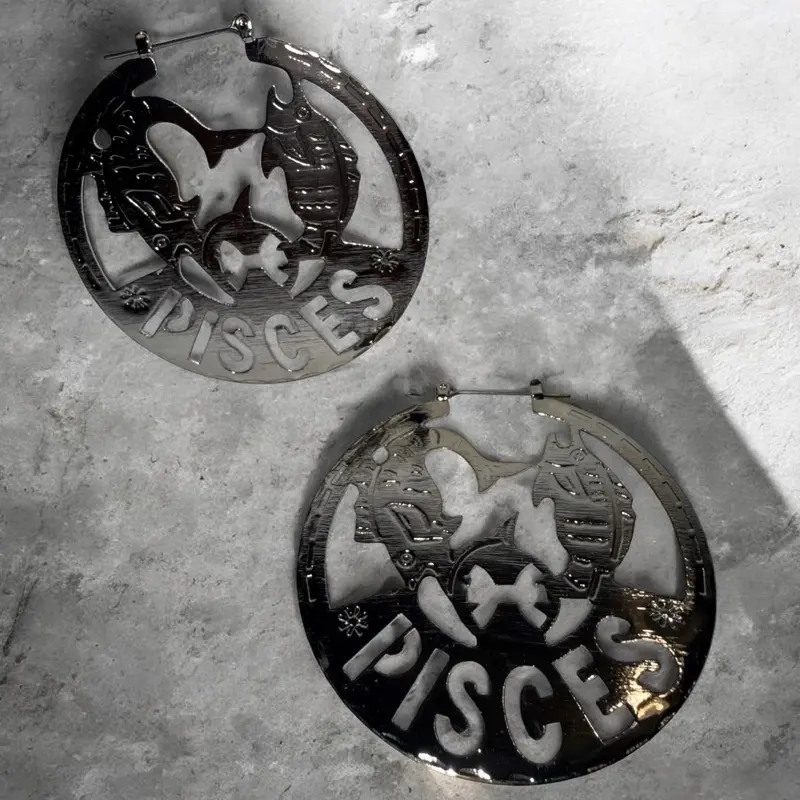 Pisces Zodiac Cutout Statement Hoops