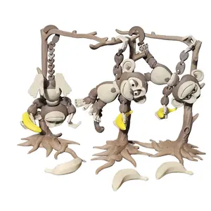Flexi Factory Marv the Monkey Fidget Toy - 3D Printed Articulated Figure with Tree Stand Option Flexible Desk Toy for Play & Display - Decor Movable Smooth