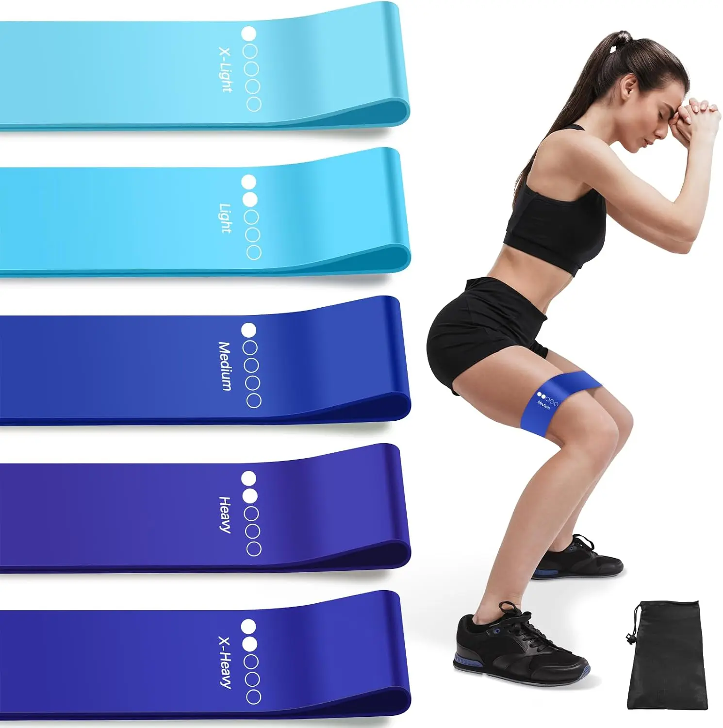 Resistance Bands for Working Out, Exercise Bands Resistance Bands Set with 5 Resistance Levels, Multi-Colored Workout Bands for Indoor & Outdoor Fitness, Leg Strength Training, Yoga