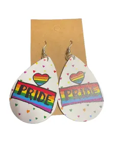 Rainbow Love Heart Pride Earrings, Dangle Earrings, LGBTQ+ Jewelry