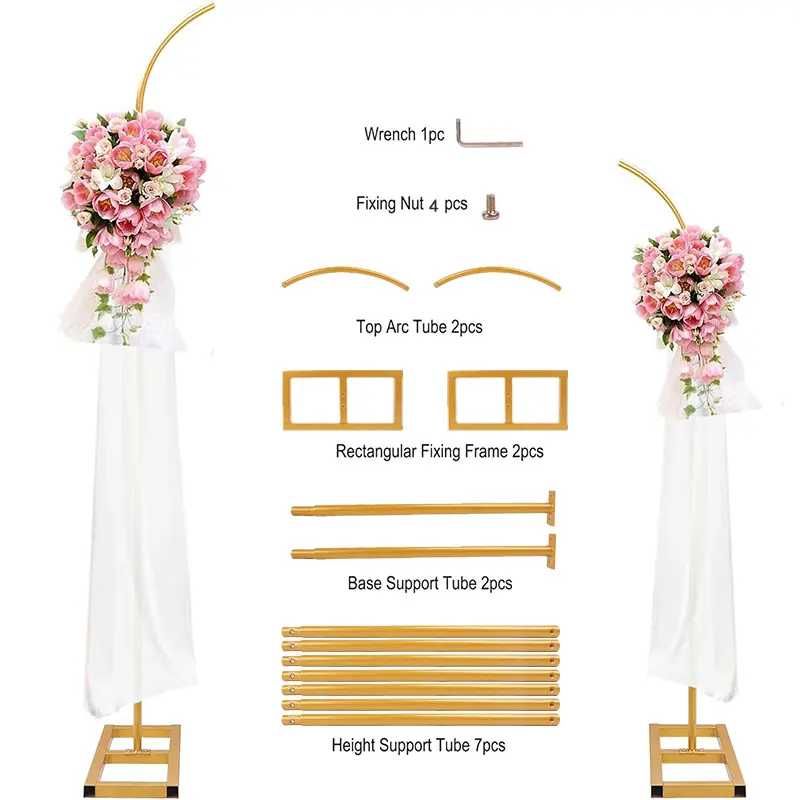 Metal Arch Background Frame – 7.9FT & 6.2FT Wedding Half-Round Balloon Arch Stands for Weddings, Birthdays, Graduations, Anniversaries & New Year Floral Decor, Balloon Arch Backdrop, Balloon Arch Decoration