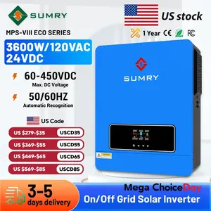 3.6kw Hybrid Solar Inverter 110/120v 24v Dual Output with MPPT 120A 60-450v 50/60hz Home Inversor Pure Sine Wave
