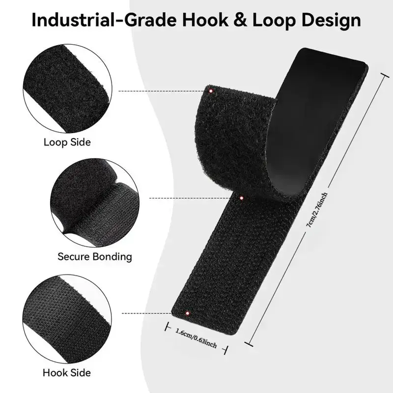 Self-Adhesive Hook and Loop Strips, 12/24/48 Pairs Heavy Duty Double-Sided Mounting Fasteners, Black or White Strong Adhesive Tape for Picture Frames, Cable Management, Wall Décor, Home, Office and Classroom
