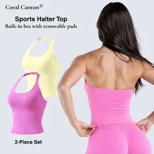Coral Canton 2pcs Sports Halter Tops
