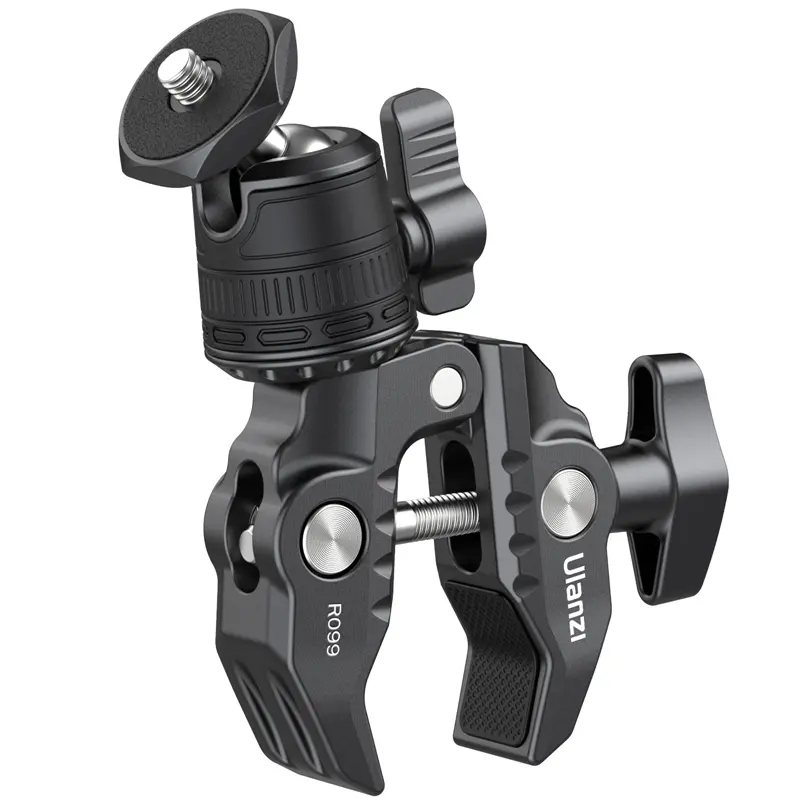 Camera Clamp Mount Accessories for Action Camera - ULANZI R099 Super Clamp Ball Head Mount 1.5kg/3.3lb Loading Metal Bike Motorcycle Handlebar Attachments