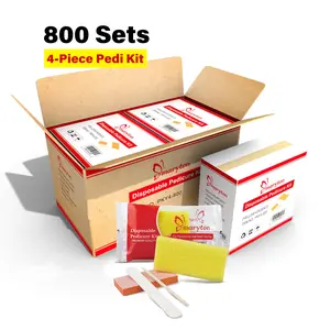 800 Sets Salon-Grade Pedicure Kit | 4-Piece Disposable Foot Care w/ Pumice Stone | Bulk Hygienic Nail Tools for Salons & Techs