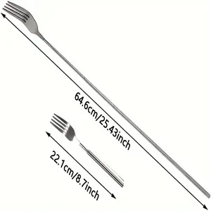 1Pc Telescopic, Retractable Fork, Extension Fork, 22.1 ~ cm(8.7~25.4in) Long Stainless Steel Telescopic Fork Retractable Dinner Fruit Dessert Fork Restaurant