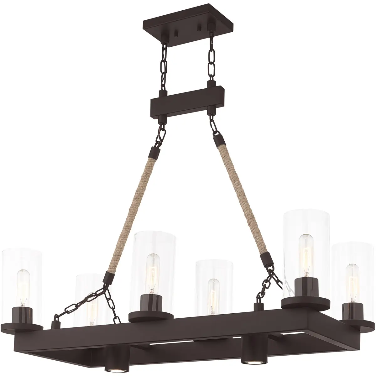 15 inch 8 Light Bronze Linear Chandelier with Clear Glass Shade