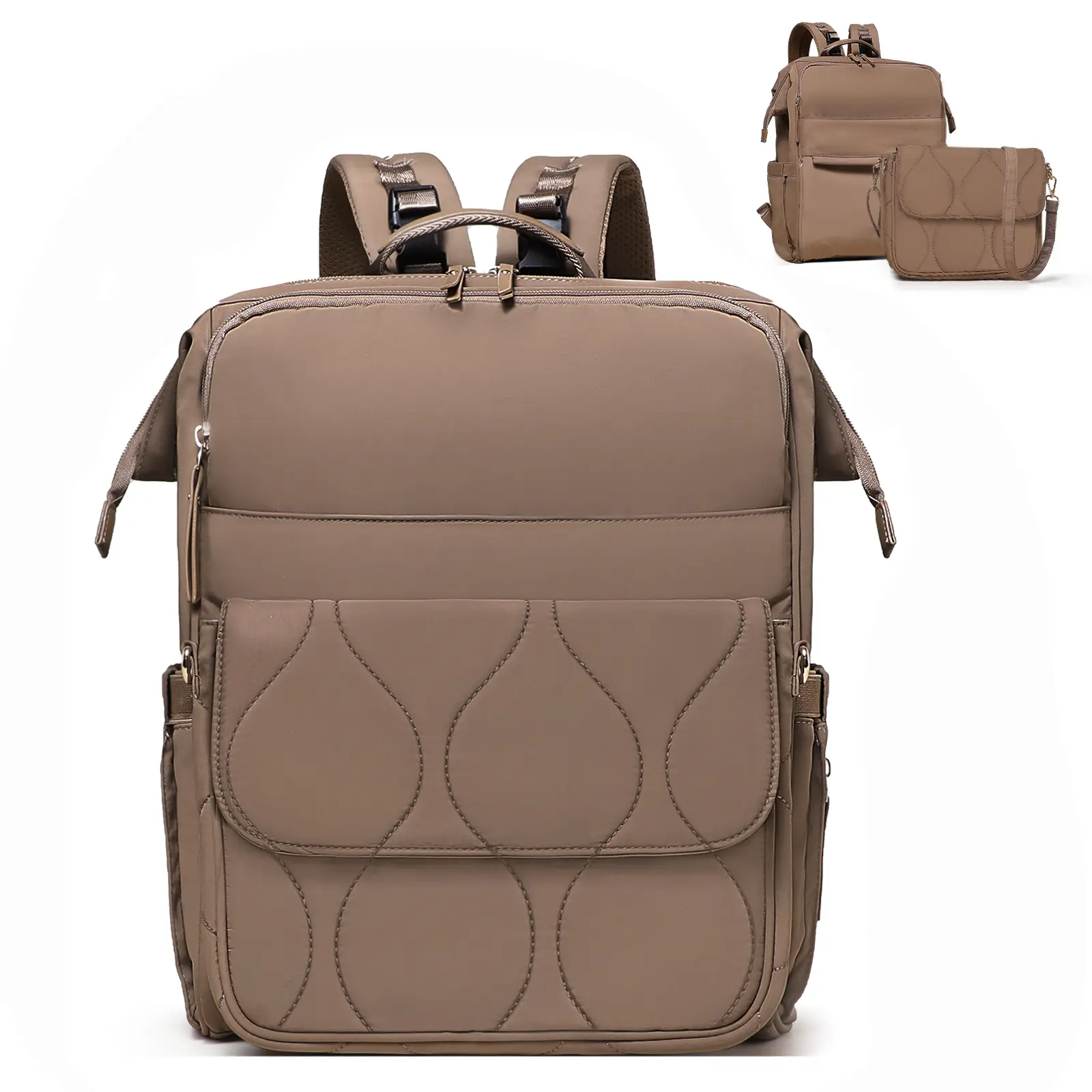 Miss Fong 2-in-1 Functional Backpack, Detachable Front Pocket To a Crossbody Bag Purse, Lightweight Waterproof Casual Carry-On Travel Backpack, Carry Luggage, Baby Diaper Bag with a Changing Pad, Stroller Bag for Newborn, Baby Essential