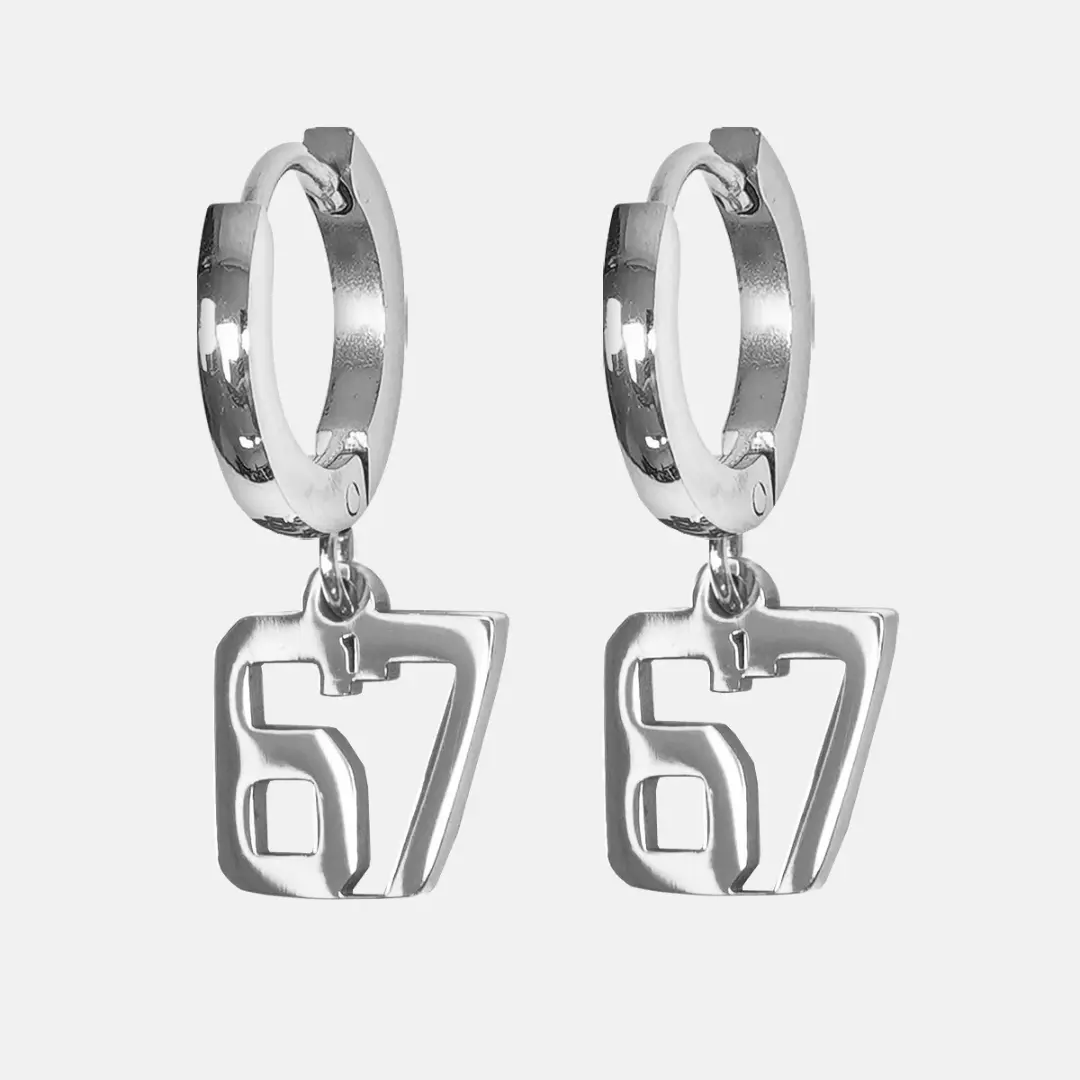 SLEEFS Number Earring Plated Stainless Steel 50–99 Sweat & Water Resistant for Athletes and Style Enthusiasts High-Quality for Active Lifestyle