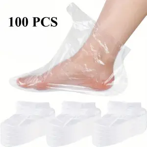 100-Piece Transparent Disposable Shoe Covers – Elastic Ankle Fit for Home, Salon, and Showroom Visits