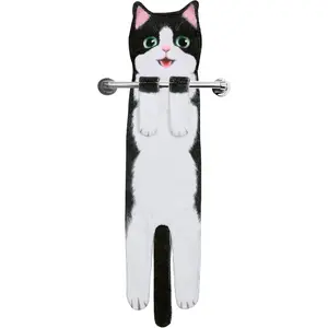 Cat Hand Towels Kitchen Bathroom - Cute Cat Decor Gadgets - Hanging Soft Absorbent Hand Face Towel - Funny Birthday Housewarming Holiday Unique Gifts All Women Mom Cat Lovers - Blackwhite