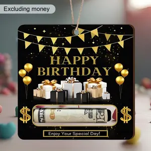 Happy Birthday Wooden Money Holder Decoration, 1/4 Counts/set Colorful Birthday Themed Hanging Ornament, Birthday Party Decoration Supplies Multiple Uses