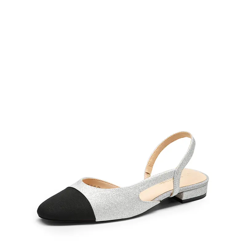Dream Pairs Women's Cap Toe Slingback Ballet Flats, Contemporary Synthetic Square Toe Low Heeled Shoes for Casual, Evening Wear, Heeled Ballet Flats, Footwear, Contemporary Flats