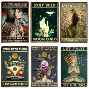 Be Kind to Your Mind Retro Tin Signs Inspirational Quotes Wall Art Sign Muse Vintage Home Room Garden Decor Hippie Girl Postercan be customized with your own design