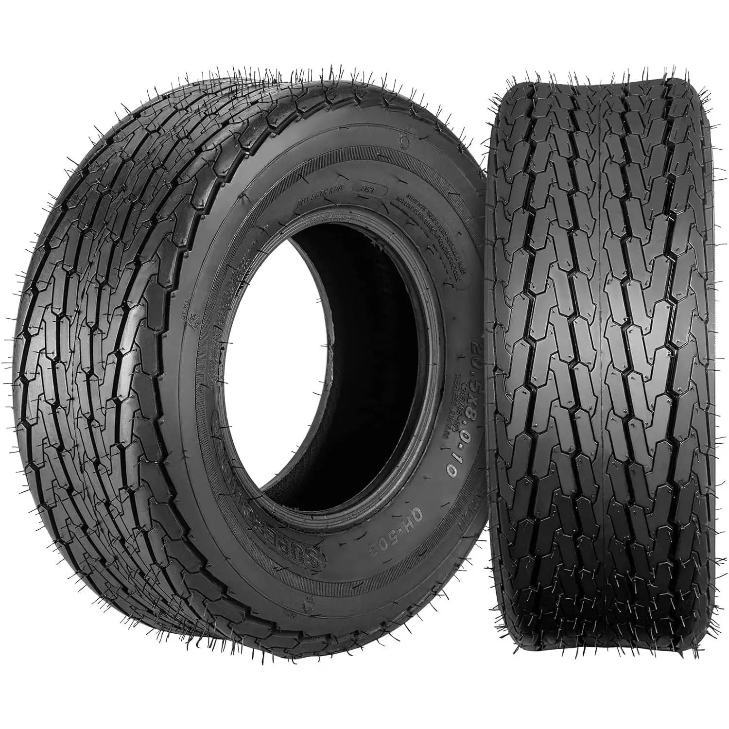 New Upgraded 2pcs 20.5x8-10 Trailer Tires 10PR Load Range E - Set of 2 All-Season Heavy-Duty Radials with Fuel Saver Design