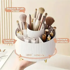 360 Degree Rotating Makeup Organizer, Fashion High Gloss Abs Plastic, Multi-Layer Cosmetic Storage, Suitable for Bedroom Vanity Bathroom Counter