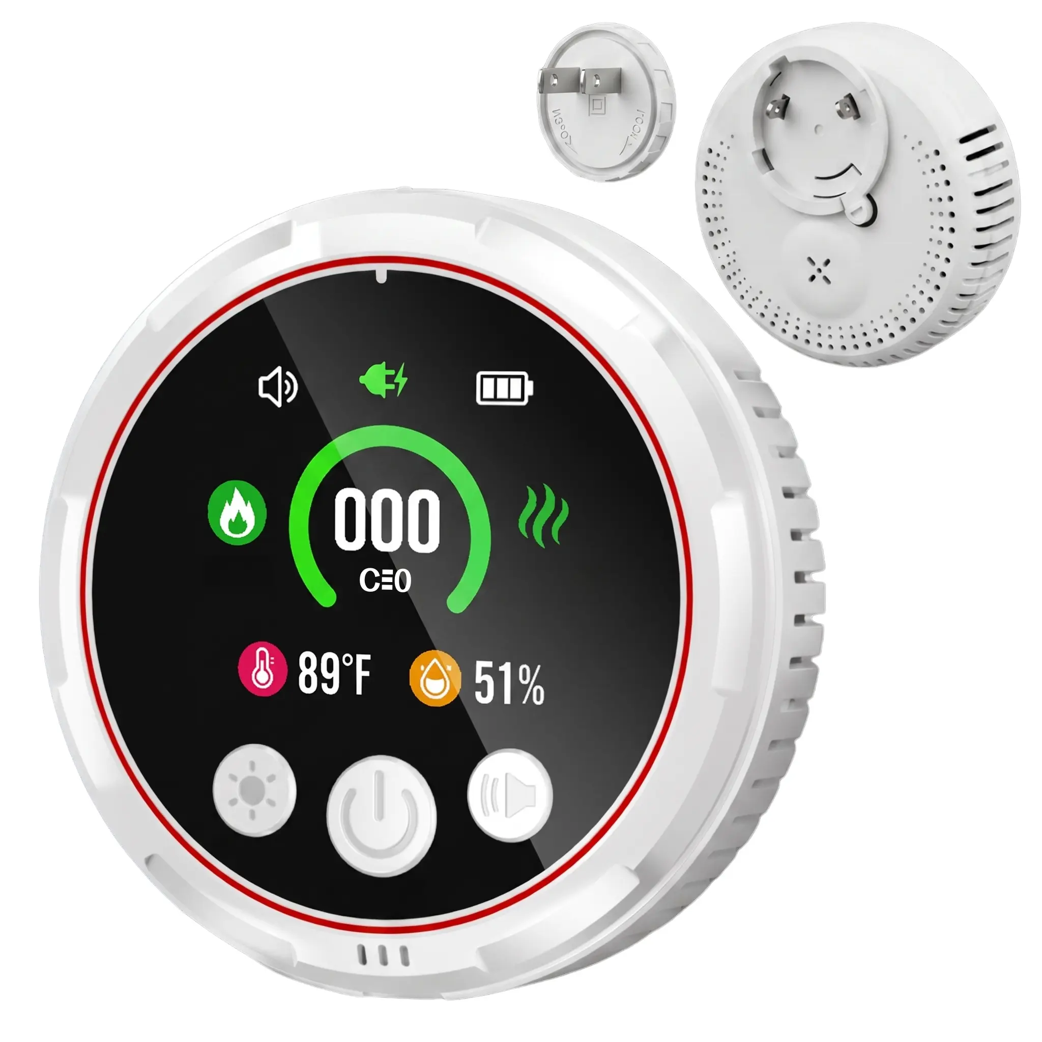 5-in-1  Portable Detector with Temperature Humidity Sensors Plug-and-Play Design High-Definition Display Accurate Alerts Ideal for Kitchen Garage RVs Apartments