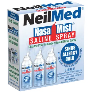 NasaMist Isotonic Saline Spray. Soothe, Moisturize and Cleanse using specially designed tip. 177mL Pack of 3