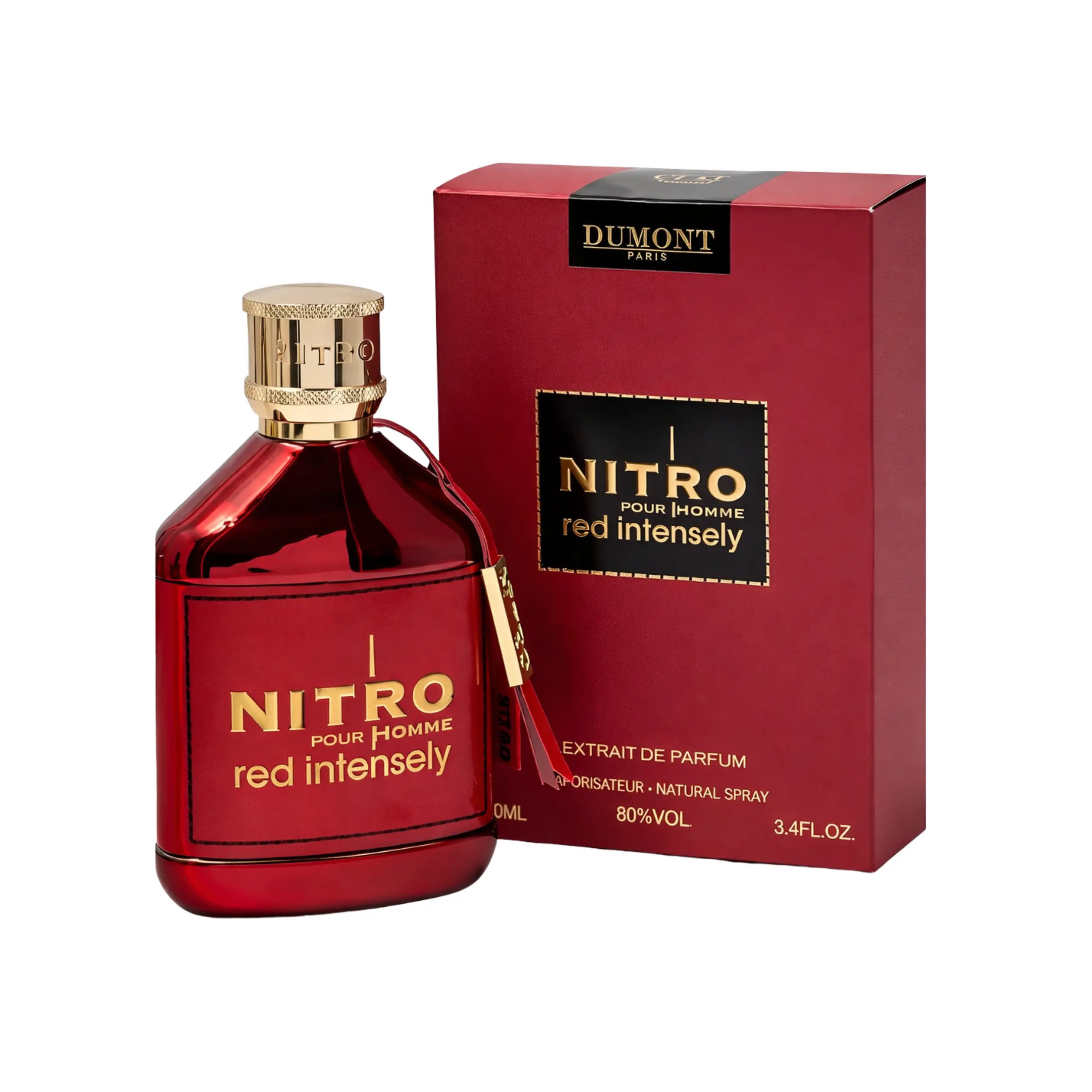 Dumont Nitro Red Intense Extrait de Parfum - Men's Intense Perfume, Adults' Confident Signature Scent with Watermelon, Sea Salt, Amber, Cedar Notes, Long Lasting, Modern Scent Experience, 3.4 fl oz/100ml, Bold Depth, Fruity Liquid Bottle, Evening Wear, Co