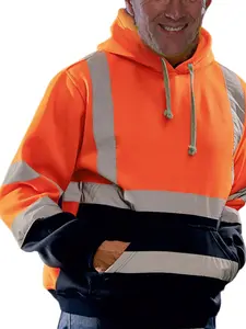 Reflective Hooded Sweatshirt for Construction Workers, High Visibility Safety Gear, Reflectors, Warm and Comfortable, Spring & Fall Outdoor Workwear