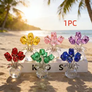 Artificial Crystal Rose, 1 Count Elegant Artificial Flower, Decorative Flower, Home Decoration Bouquet for Home Office Desk, Romantic Gift Idea for Valentine's Day, Christmas and More, Faux Decorative Flowers