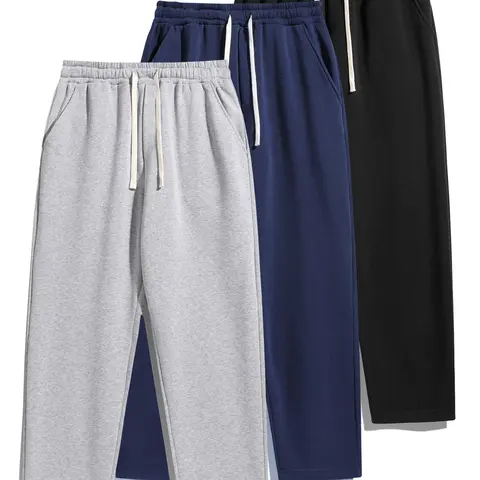 Men's Thermal Lined Fleece Joggers - Soft Polyester, Drawstring Waist, Loose Baggy Cut, Street Style, Minimalist Versatile, Casual Fall & Winter Essential Men's Clothing (Soft Joggers, Baggy Sweatpants)