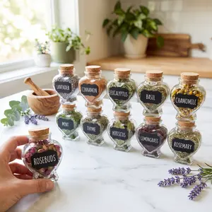 2026 Spring Love Bottle Crafting Kit - 20-Piece Herb-Based Dried Herbs & Flowers Set, Handmade Crafts Supplies for Self-Care DIY Candles & Soap Making, Scented Soy Wax & Wax Melts, Valentine's Gift for Her, Acrylics