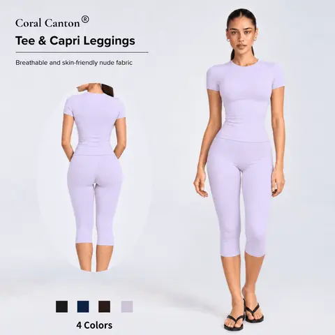 Coral Canton BBL Capris Set SohoChic