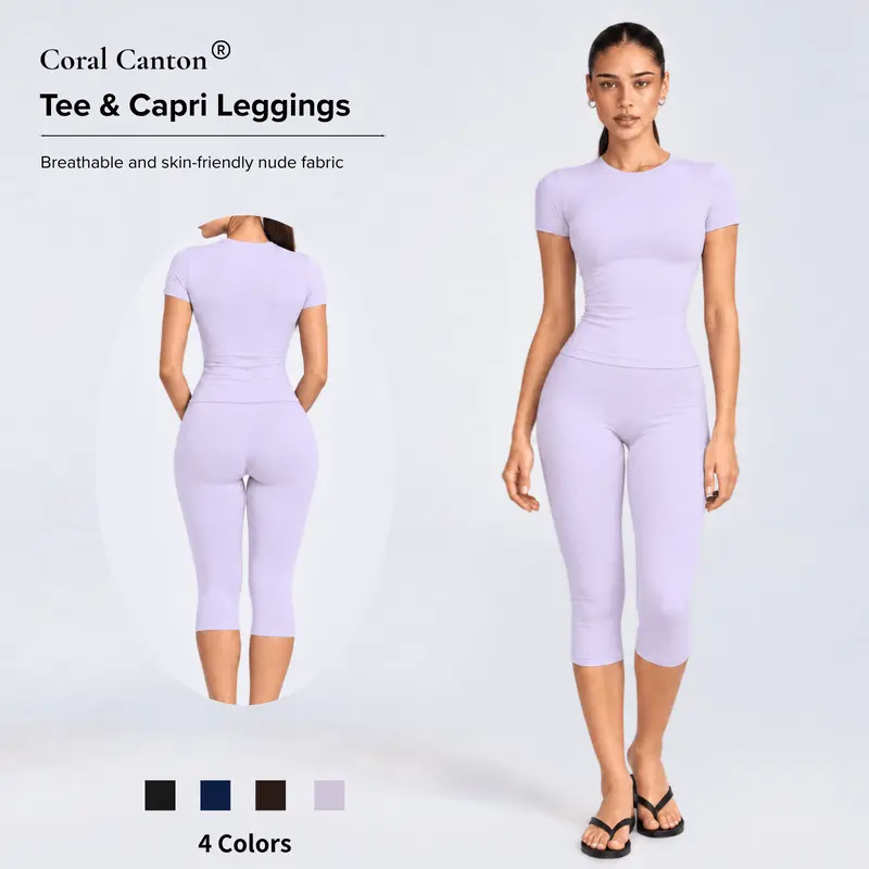Coral Canton BBL Capris Set SohoChic