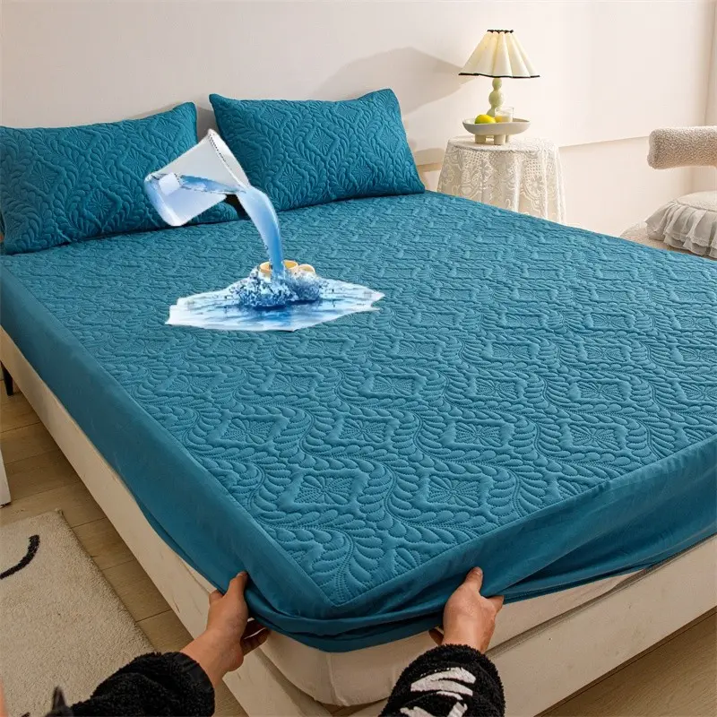 Waterproof Mattress Protector Set, Soft Breathable Bed Sheet Cover with Deep Pocket, Noiseless Washable for Bedroom Hotel Apartment School, Waterproof Mattress Pad