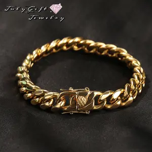 Mens Cuban Chain Bracelet Curb Bracelet Chain, Hip Hop Jewelry Miami Cuban Link, Nickel-Free, Thick Wristchain, 14mm - Available in 7/7.5/8/8.5/9.5 Inch.