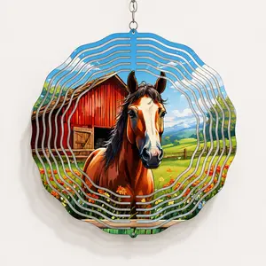 Horse & Red Barn Wind Spinner