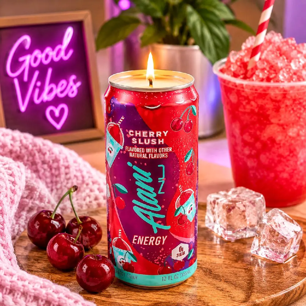 Alani Nu Cherry Slush Inspired Soy Candle | Hand-Poured in a Repurposed Energy Drink Can | CanDelight
