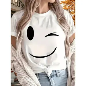 Happy 2026 New Women'S Pure Printed T-shirt, Short Sleeved, Suitable for All Seasons, Suitable for Outdoor, Home, and Sports Top Gifts Plus Size graphic  tees graphic  tee graphic  tees Operator