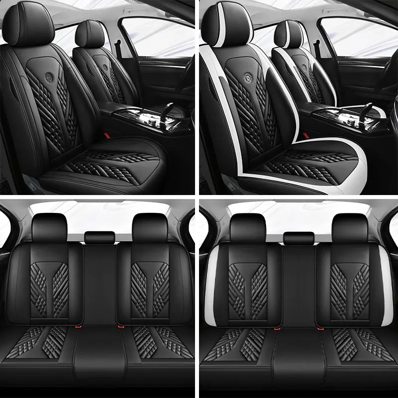 Premium PU Leather Stitched Automotive Car Seat Covers - Diamond Accent, Enhanced Comfort, Stylish Design, Universal Fit for Most Vehicles, Car Accessories Upgrade