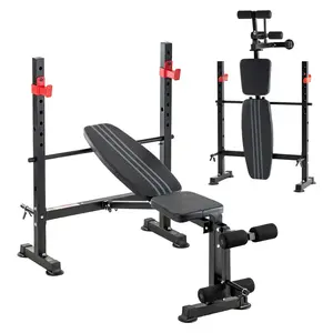 Standard Weight Bench Set , Adjustable Bench Press with Squat Rack, Foldable Flat Incline Decline Workout Bench for Home Gym Full Body