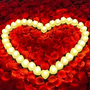 3000 count Red Rose Petals with 36 count LED  Lights Candles, Romantic Gifts for Her