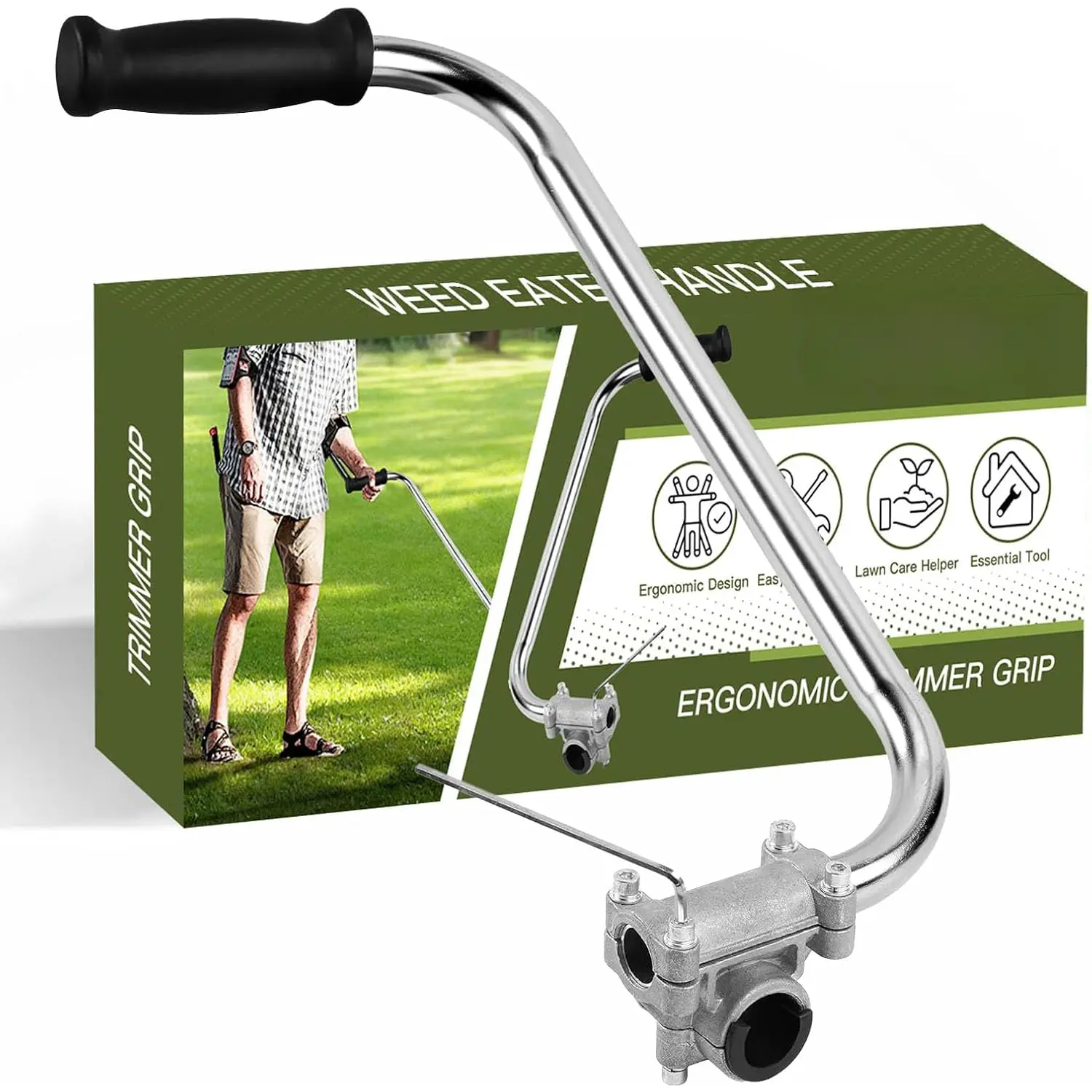 String Trimmer Handle Trimmer Handle  Trimmer Weed Eater Handle Extension with Bracket Clamp Weeder Handle Lawn Trimmer Handle ()