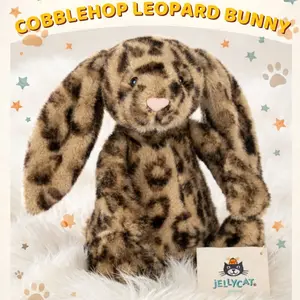 Jellycat Cobblehop Leopard Bunny Exclusive Plush Toy, Soft Bunny Doll, Birthday Gift for Her, Cute Stuffed Gift with Dust Bag, New With Tags