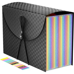 Expanding File Folders Accordion File Organizer with 24 Pockets,Accordian Document Folder Letter Size,Expandable Filing Box,Bill,Receipt and Paper Organizer Storage Boxes,Light,Portable Perfect