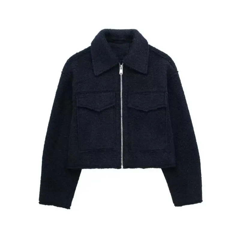 Women's Cropped Corduroy Jacket Coat, Casual Fashion Bomber Jacket Outerwear, Stylish Design for Daily Wear & Outdoor Activities, Perfect for Spring & Fall Seasons Womenswear Tops
